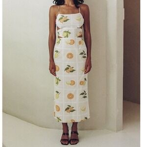 Sabo Skirt Arion Midi Dress Oranges Lemons Cotton Size XS Italy Vacation